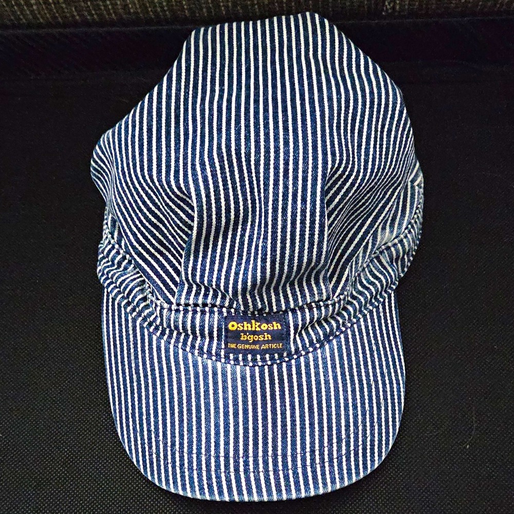 OshKosh B'gosh Blue/White 2T-4T Striped Baseball Cap Hat w/ Logo Accent